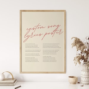 Testi di canzoni personalizzati, poster musicali personalizzati, regalo musicale personalizzabile, regalo di anniversario, regalo musicale, canzone nuziale, primo ballo
