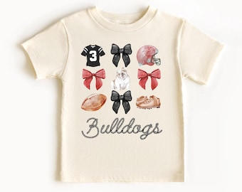 Kids Bulldogs Bow Shirt, Bulldogs Football, Toddler Bulldogs Shirt, Baby Bulldogs Shirt, Game Day, School Spirit, Football Bow, Coquette