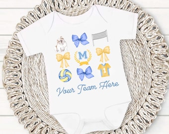 Custom Volleyball Baby Onesie, Personalized Team Name and Colors Outfit, Baby Girl Game Day Shirt, Volleyball Spirit Wear