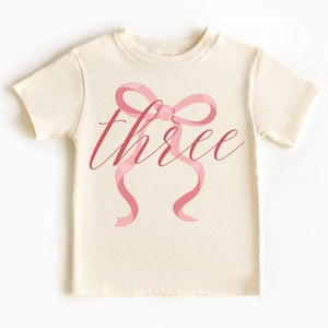 Pink Bow Third Birthday Shirt, Bow Birthday, Coquette Birthday, Third Birthday Girl, Pink Bow Outfit, Pink Bow Party Outfit, Birthday Girl