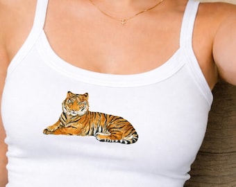 Tiger Mascot Tank Top, Womens Spaghetti Strap Graphic Cami, Game Day Shirt, School Spirit Top, Fitted Tiger Team Tailgate Outfit