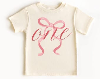 Pink Bow First Birthday Shirt, Bow Birthday, Coquette Birthday, First Birthday Girl, Pink Bow Outfit, Pink Bow Party Outfit, Birthday Girl