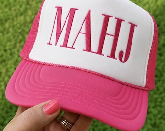Gorra de camionero MAHJ, gorra de camionero de espuma bordada, regalo de Mahjong, gorra de Mahjong, gorra de verano, regalo para ella