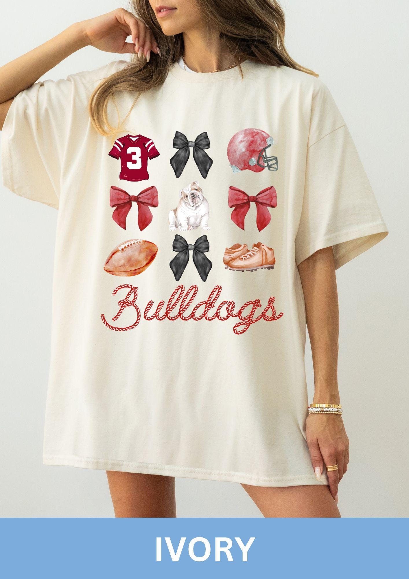 Bulldogs Comfort Colors Shirt, Bulldogs Football, Football Bow, College Comfort Colors Shirt, Coquette Football, Game Day, Bulldogs Fan