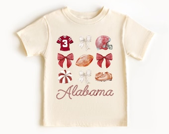 Alabama Toddler Shirt, Alabama Youth Shirt, Baby Top, Kids Game Day Shirt, Alabama Kids Shirt, Alabama Fan, Alabama Football, Football Bow