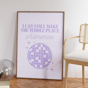 Bejeweled poster, plaats glinsterende print, retro print, met juwelen getooide print, discobal, preppy print, blauwe print, preppy decor, cadeau voor fan, muziek