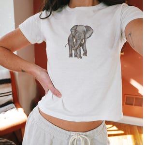 Elephant Baby Tee, College Baby Tee, Tailgate Tee, Sorority Baby Tee, Y2K Crop Top, Football Baby Tee, Trendy Shirt, Elephant Mascot. School
