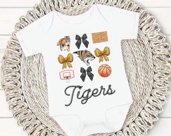 Custom Basketball Baby Onesie, Personalized Team Name and Colors Outfit, Baby Girl Game Day Shirt, Basketball Spirit Wear