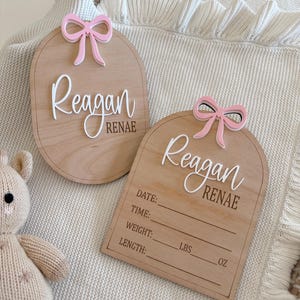signe de naissance bébé noeud | Faire-part de naissance | Faire-part de naissance en bois arqué | Plaque nominative personnalisée | Nom de naissance du bébé| Signe de naissance de noeud