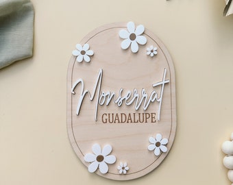 Baby Name Sign | Wooden Baby Birth Sign | Birth Announcement || Daisy Flower Birth Sign | Baby Name Announcement | Birth Sign For Hospital