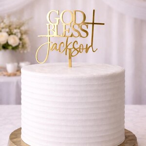 God Bless Name Cake Topper | Personalized Baptism Cake Topper | Custom God bless Cake Topper | Custom christening Cake Topper Bild 3