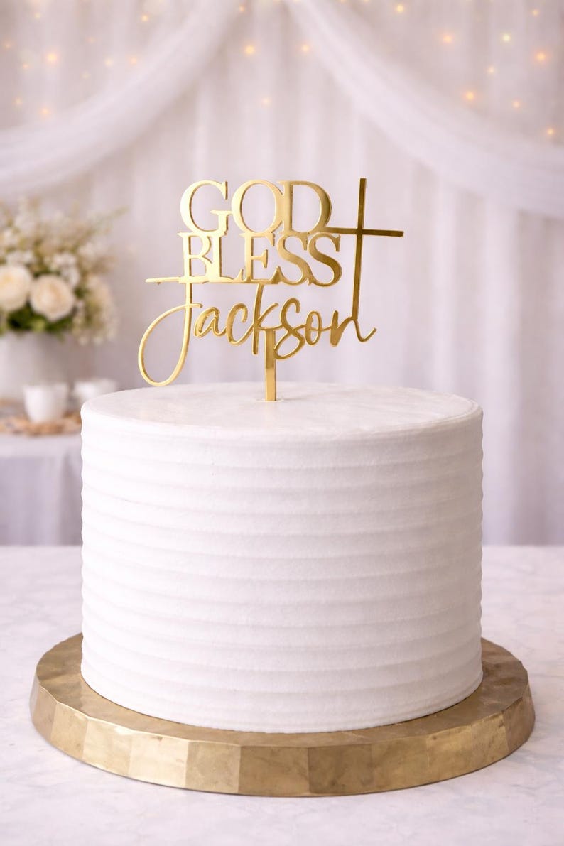 God Bless Name Cake Topper | Personalized Baptism Cake Topper | Custom God bless Cake Topper | Custom christening Cake Topper Bild 3
