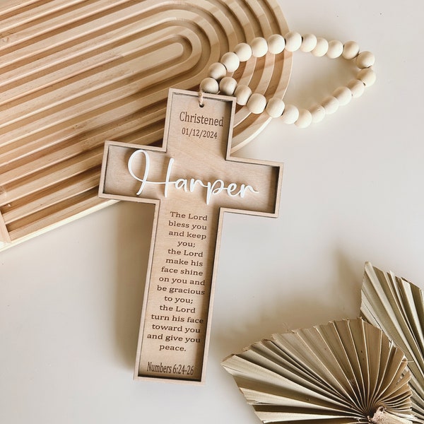 Custom Baptism Cross | Baptism Cross | Christened Cross | Personalized Sleep Prayer Cross |Personalized Baby Dedication| Baby Baptism Gift
