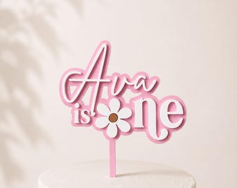 Daisy Happy Birthday Cake Topper | One Year Old Daisy Cake Topper | Number Cake Topper | Name Acrylic Cake Topper | Birthday
