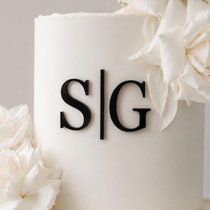 Gold Acrylic Cake Monogram | Custom Initial Cake Charm Topper | Wedding Birthday Engagement Cake Decoration | Personalized0 Cake Charm