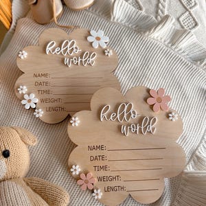 Daisy Hello World Baby Birth Announcement| Hello World Name announcement| Hospital Name sign| Birth Star sign| I’m New Here image 2