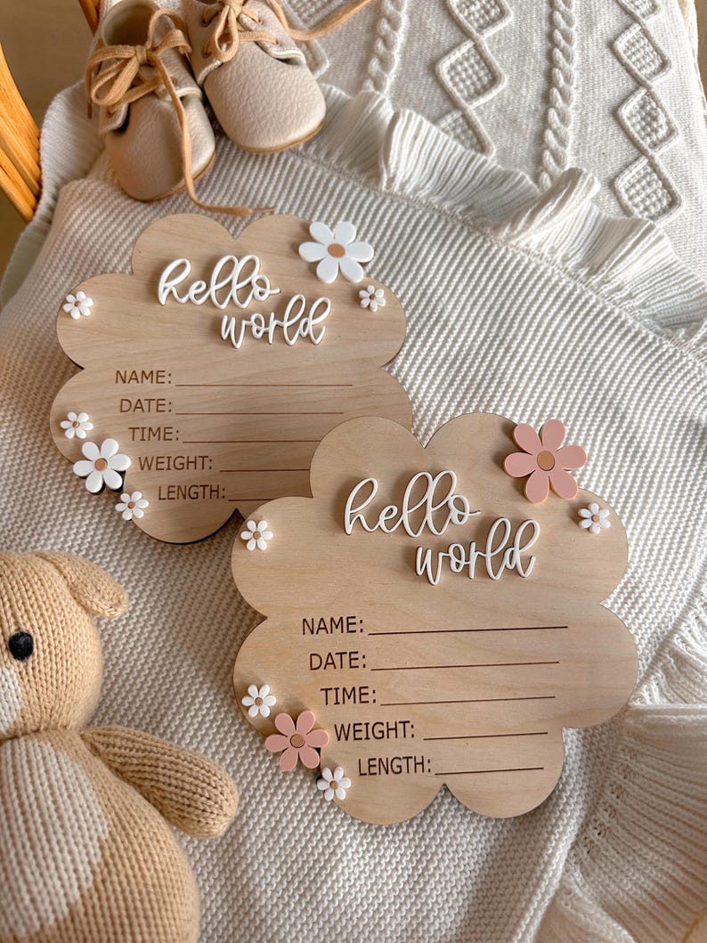 Daisy Hello World Baby Birth Announcement| Hello World Name announcement| Hospital Name sign| Birth Star sign| I’m New Here image 2