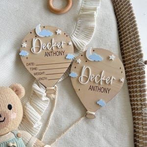 Air Balloon Baby Name Sign | Birth Announcement | Hospital Birth Announcement Sign | Moon and Name sign| Baby Boy Birth signs