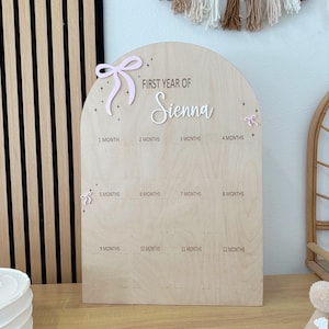 Bow My First Year Of Photo Board| Milestones Boar | One Year Old Baby Birthday Board / Baby First Birthday Board| First Birthday Decor