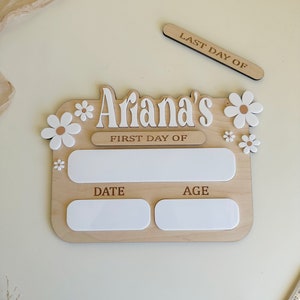Daisy Toddler First Day Of School Sign| School Photo Props | Interchangeable School Sign | First &  Last Day of School Interchangeable Sign