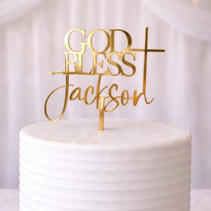 God Bless Name Cake Topper | Personalized Baptism Cake Topper | Custom God bless Cake Topper | Custom christening Cake Topper Bild 1