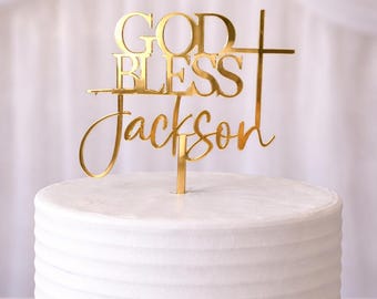 God Bless Name Cake Topper | Personalized Baptism Cake Topper | Custom God bless Cake Topper | Custom christening Cake Topper