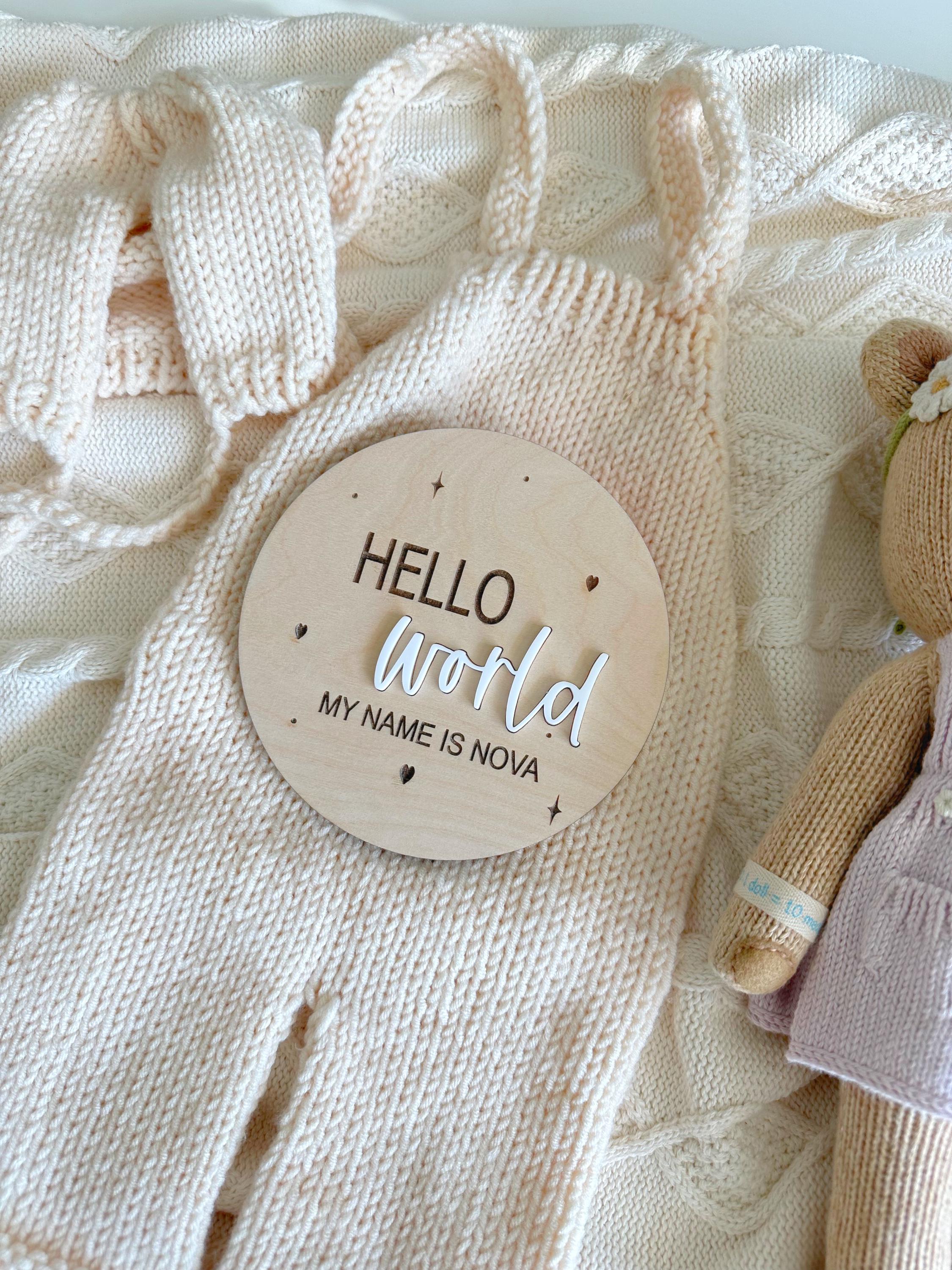 Bow Hello World Baby Birth Announcement| Hello World Name Announcement ...