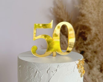 Number Cake Topper  | Acrylic Number Script Cake Topper | Birthday Age Cake Topper  | Mirror Gold Acrylic Number | Number Age Cake  Topper