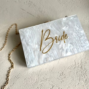 Personalised Pearl Bridal Bridesmaid Clutch Bag with Chain Strap Gift Unique Gift for Her EXPRESS DELIVERY AVAILABLE image 3