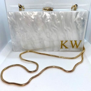 Personalised Pearl Bridal Bridesmaid Clutch Bag with Chain Strap Gift Unique Gift for Her EXPRESS DELIVERY AVAILABLE image 4