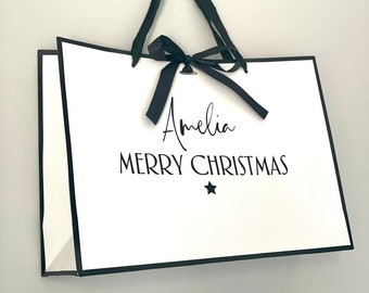 Personalised Gift Bag | Luxury Gift Bag | CHRISTMAS | Birthday | Anniversary | White | Pink | Teal | Blue | Black Bag