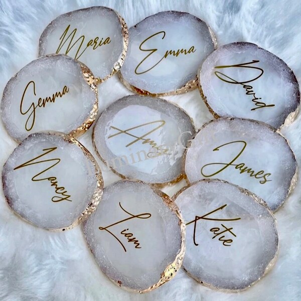 Personalised Agate Style Slice Bridal Favour Keepsake Bridesmaid Gift Wedding Unique Drink Coaster | EXPRESS DELIVERY AVAILABLE