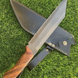 Hand Forged Personalized Engraved Viking Seax Knife/Full tang Knife/5160 Carbon Steel Seax With Rose Wood Handle/Best Gift For Everyone