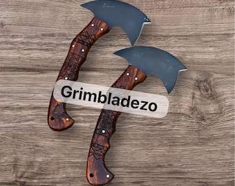 Set of 2-Tomahawk Tactical Axe Hand Forged Battle Tomahawk Engraved with Leather Sheath/ Best For Gift