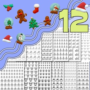 May include: Twelve sheets of black and white Christmas themed stickers. Each sheet features a different design, including snowmen, Christmas trees, Santa hats, gingerbread men, and baubles. The stickers are ideal for adding a festive touch to planners, journals, and gifts.