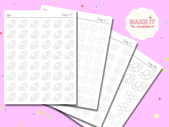 Daisy Flower Royal Icing Transfer Templates, Variety Pack (Digital Download)