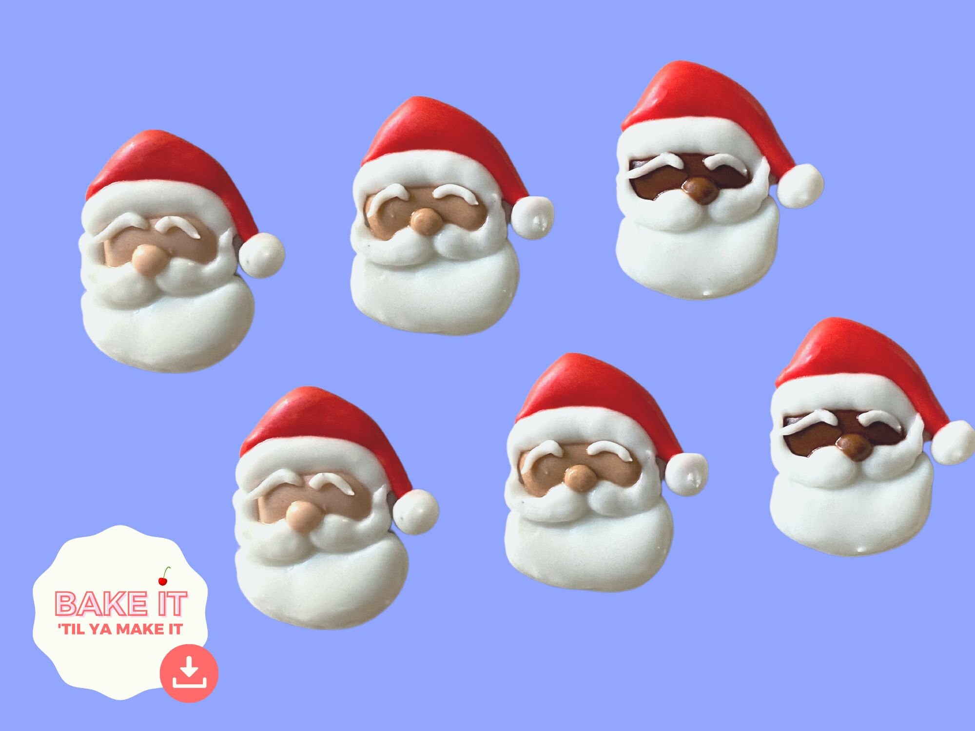 Santa Icing Santa Christmas Royal Icing Transfer Sheet Designs in 4 Sizes 0.75 up ...
