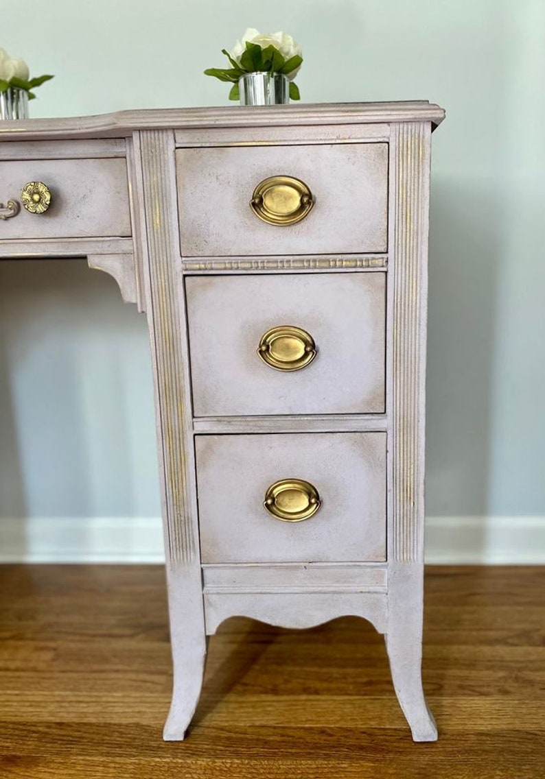 Lavender Desk Make up Vanity Painted Furniture Etsy