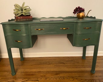 Green Desk - Makeup Vanity - Painted Furniture