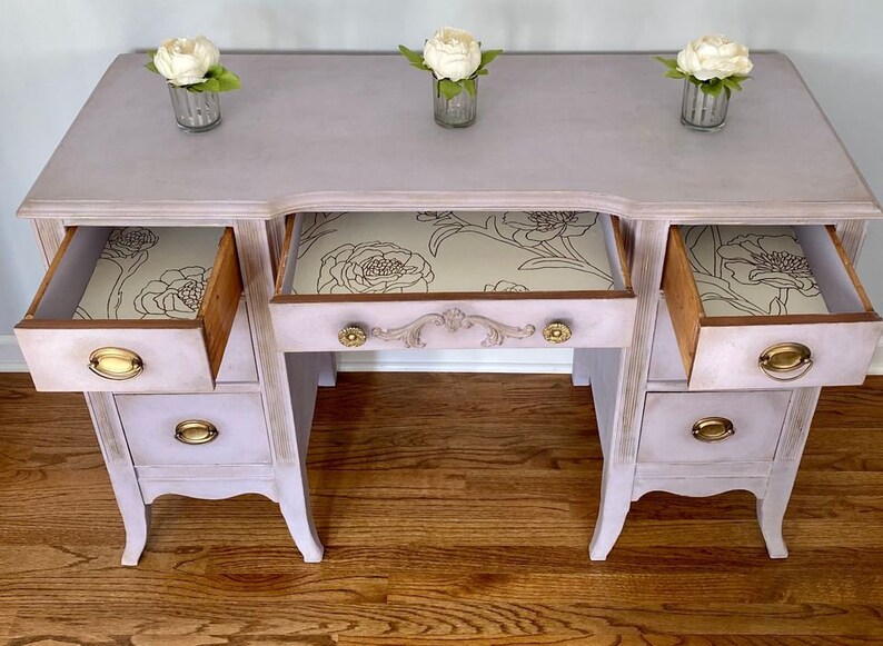 Lavender Desk Make up Vanity Painted Furniture Etsy