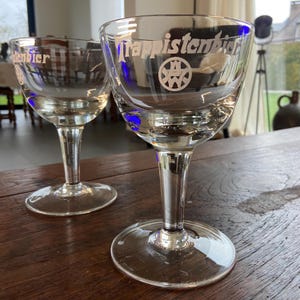 Rare vintage set of 2 beer glasses Westmalle Trappistenbier. Collectible set. Price per set.