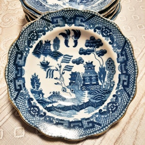 Collection Blue willow. Dessert plate / fruit / salad / for bread 14cm. 7 pieces.