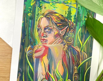 Swamp girl gouache art print
