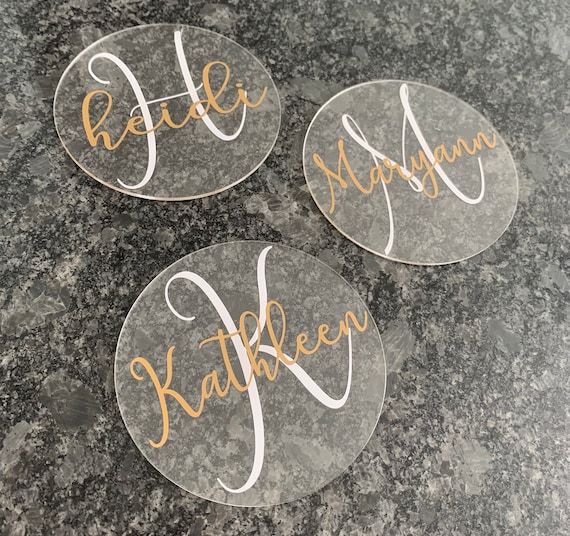 Handmade Personalized Name and Initial Acrylic Coasters 