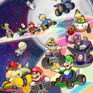 Mario Kart Rainbow Road Poster Print