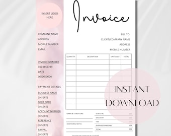 invoice template uk etsy