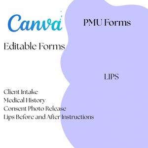 PMU Client Intake Medical History Consent Photo Release Lips Before and Aftercare