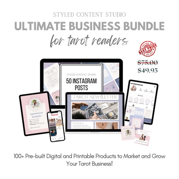 Tarot Reader Ultimate Bundle - Messages Instagram célestes et modifiables Spiritual, Tarot Business Newsletter, Tarot Highlights, Tarot Email