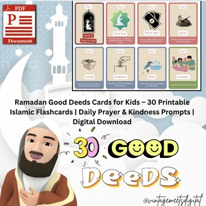 Ramadan Good Deeds Cards for Kids: 30 Islamic Flashcards (Digital Download)