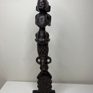 Chockwe, Ceremonial Staff with Royal Figure, Angola, Central African Tribal Art 17&quot; X 2&quot;